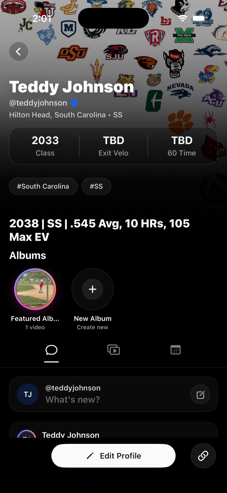 AWRE mobile athlete profile